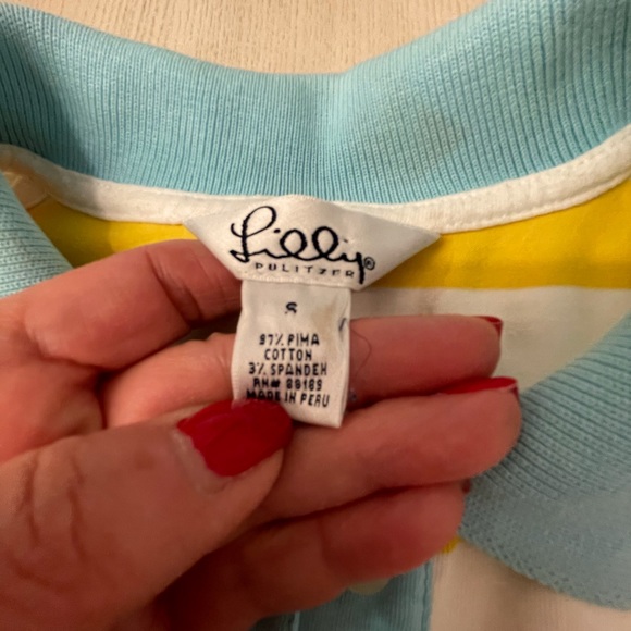 Lilly Pulitzer Striped Cotton Polo Style Top Sz Sm - Picture 3 of 7